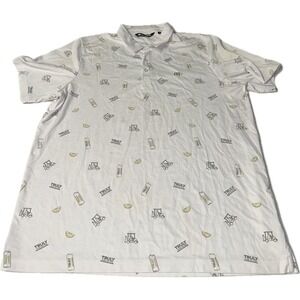 Travis Mathew Polo Shirt Men's 2XL White Truly Hard Seltzer Short Sleeve Golf